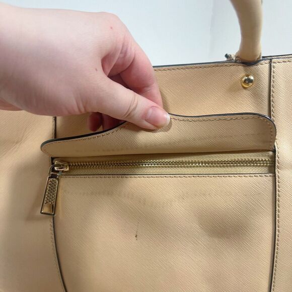 Rebecca Minkoff MAB M.A.B Tote Tan Leather Structured Shoulder Bag Work Purse - Picture 11 of 13